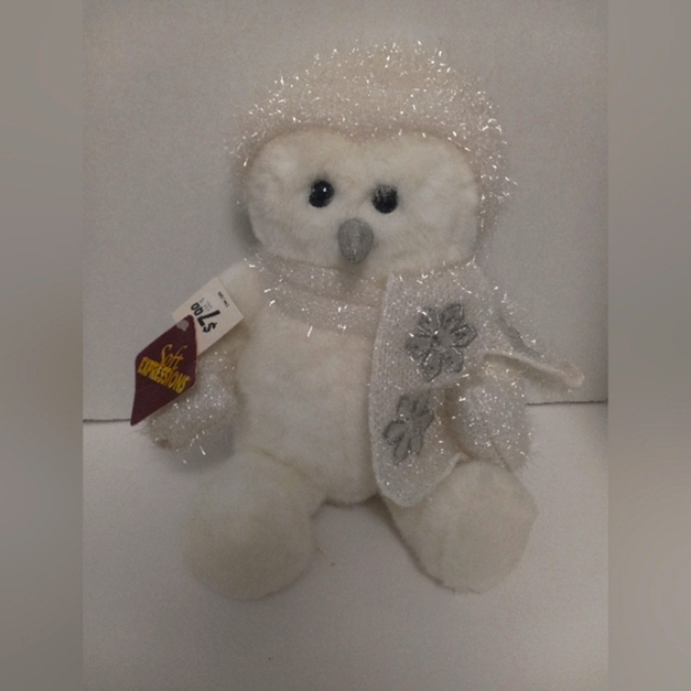 Rare Dan Dee Collector's Choice White/Silver Snowflake Snowman Plush